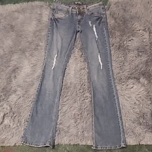 VINTAGE Y2K BONGO Women's Blue Distressed Boot Cut Jeans